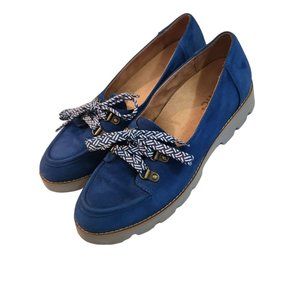 NWOT Vionic 8M Peacock Blue Oxford Loafers Teagan Slip On Lug Sole Nubuck Suede